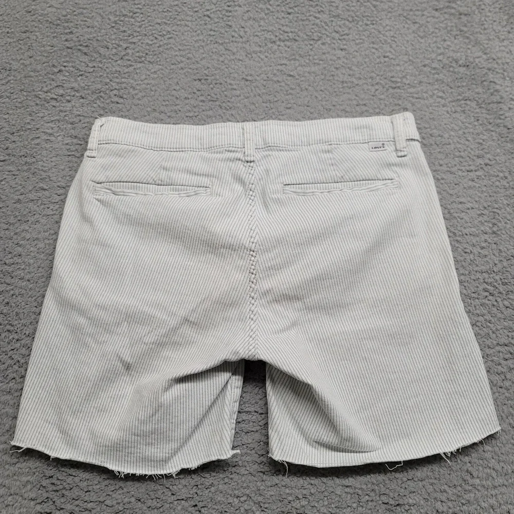Levi's Shorts Womens 28 White blue Striped Casual White Tab Cut Off Outdoor Logo